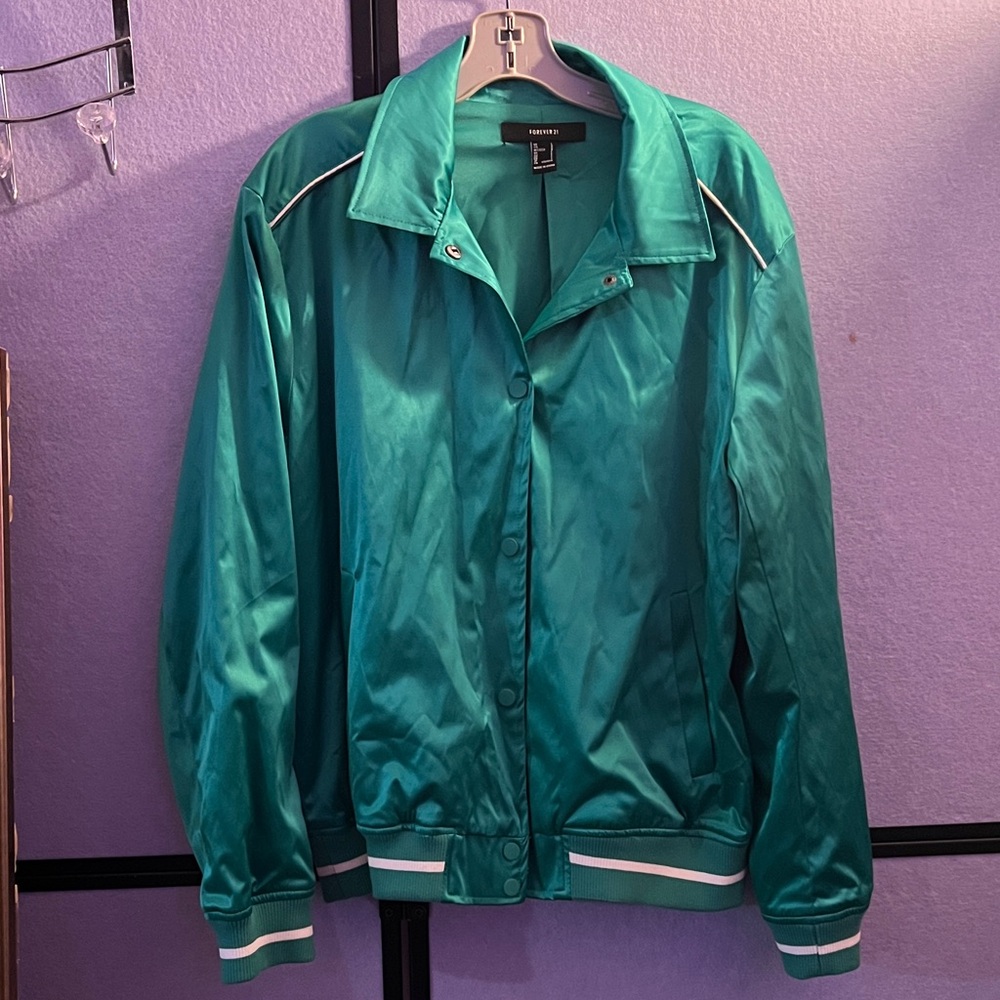 Forever 21 Turquoise Satin Blazer